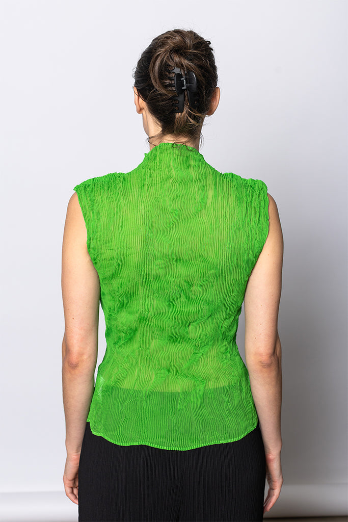 Chiffon Twist Sleeveless Top - Green