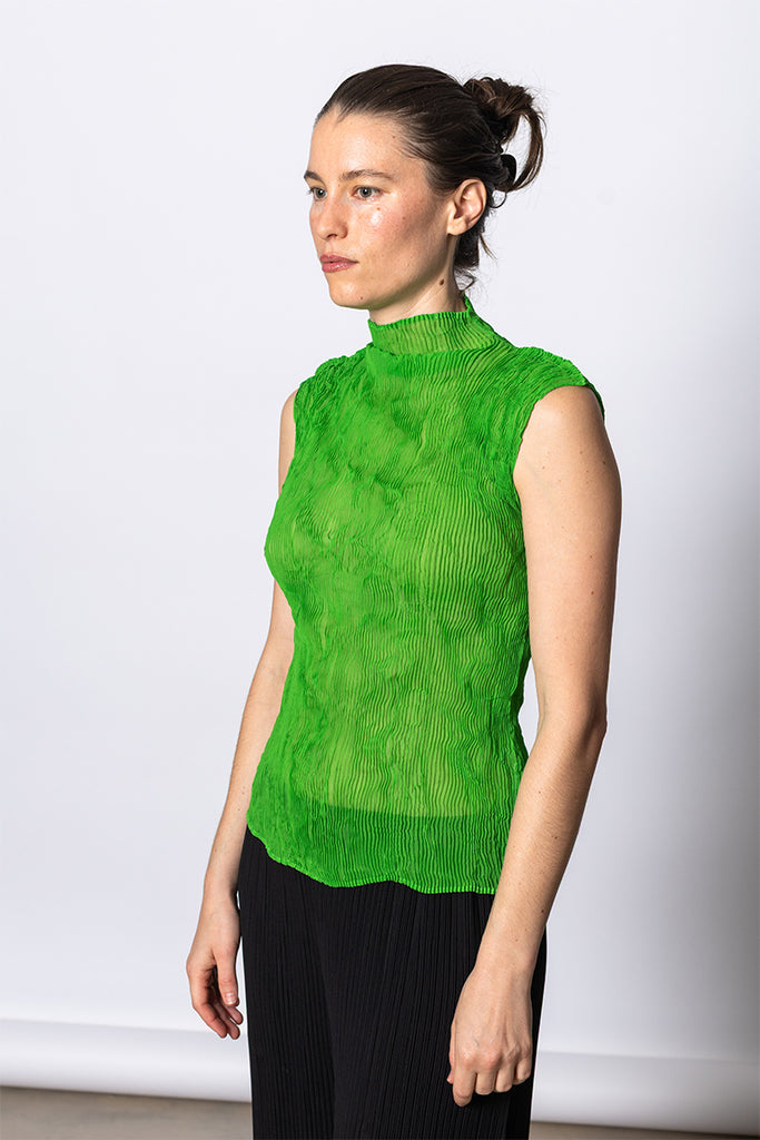 Chiffon Twist Sleeveless Top - Green