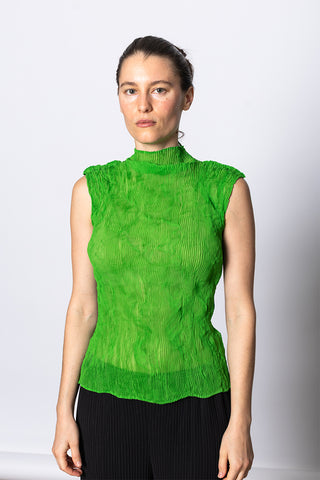 Chiffon Twist Sleeveless Top - Green