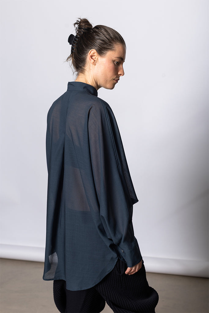Sheer Shirt Batwing - Dark Navy