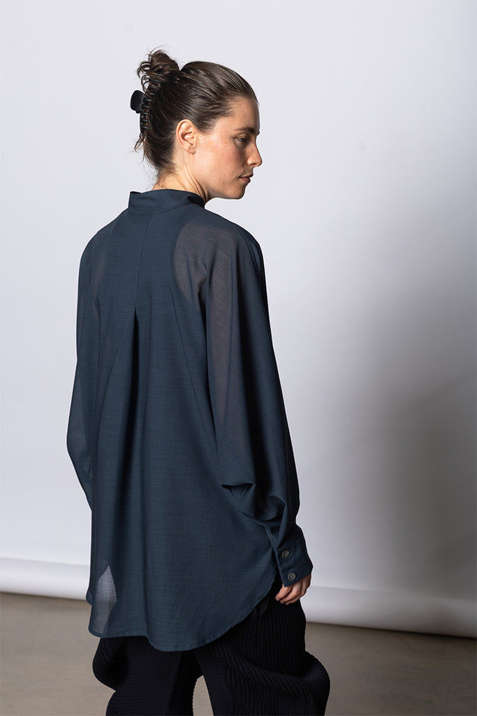 Sheer Shirt Batwing - Dark Navy