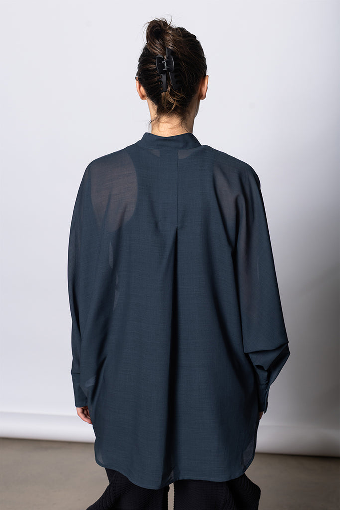 Sheer Shirt Batwing - Dark Navy