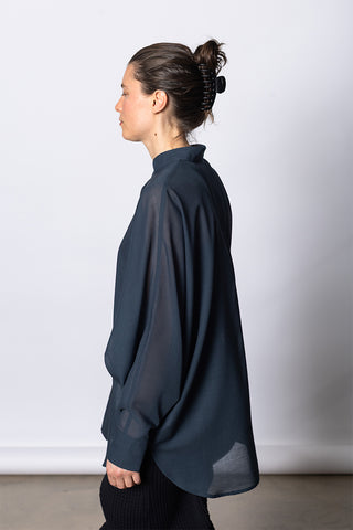 Sheer Shirt Batwing - Dark Navy