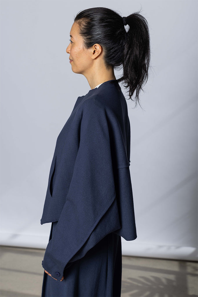 Issey Miyake Campagne Cardigan - Dark Navy at Poepke.com 2