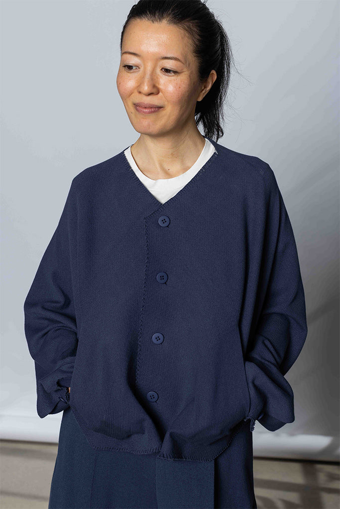 Issey Miyake Campagne Cardigan - Dark Navy at Poepke.com 3