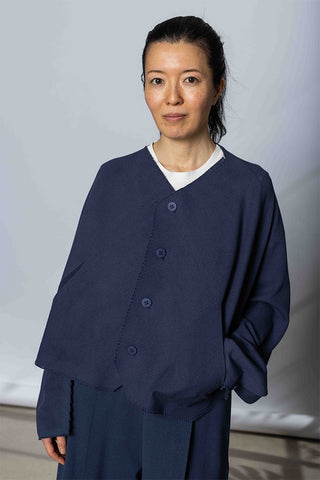 Issey Miyake Campagne Cardigan - Dark Navy at Poepke.com