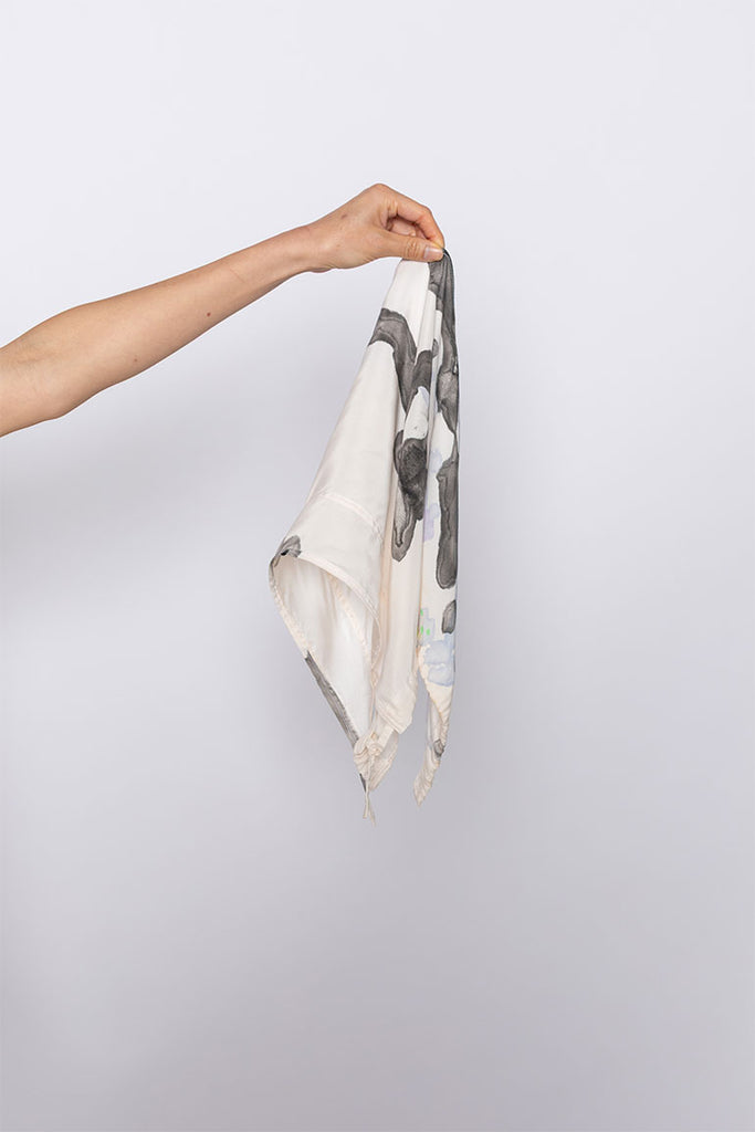 Jedda Daisy Culley x Tartan Scarf II - White/Washed Black