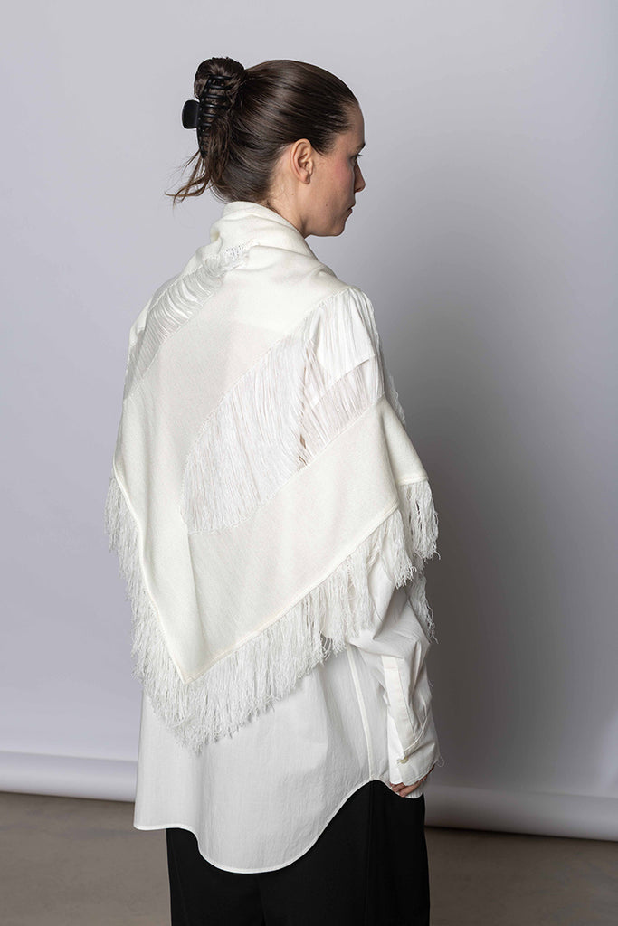 K Damaged Shawl - Off White