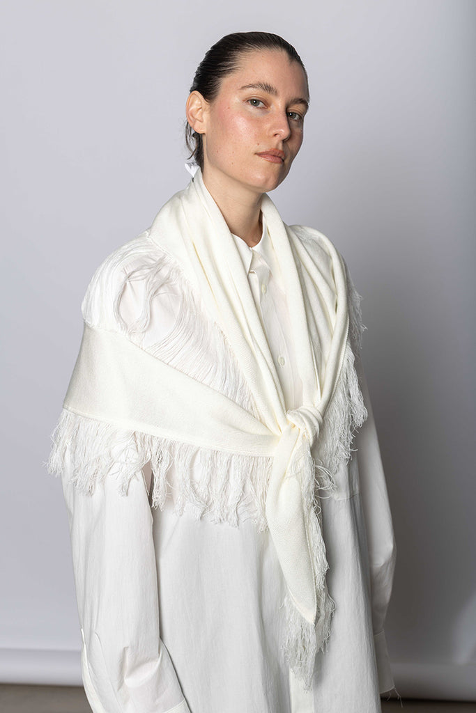 K Damaged Shawl - Off White