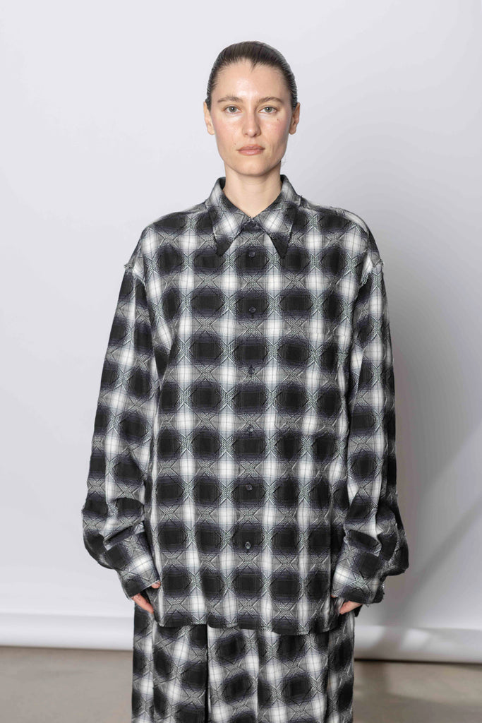 K Stand Collar Shirt - Black/White