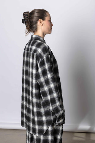 K Stand Collar Shirt - Black/White