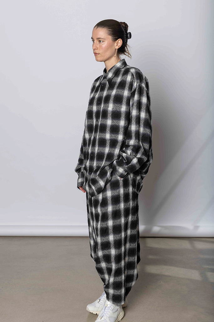K Stand Collar Shirt - Black/White
