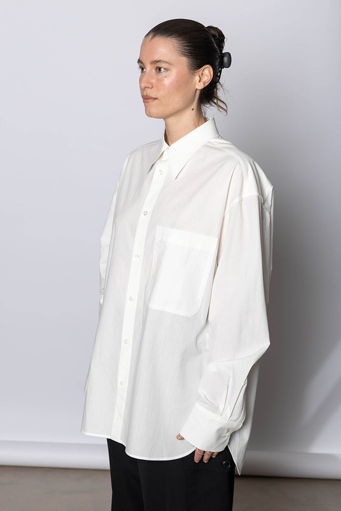 K Stand Collar Shirt - White