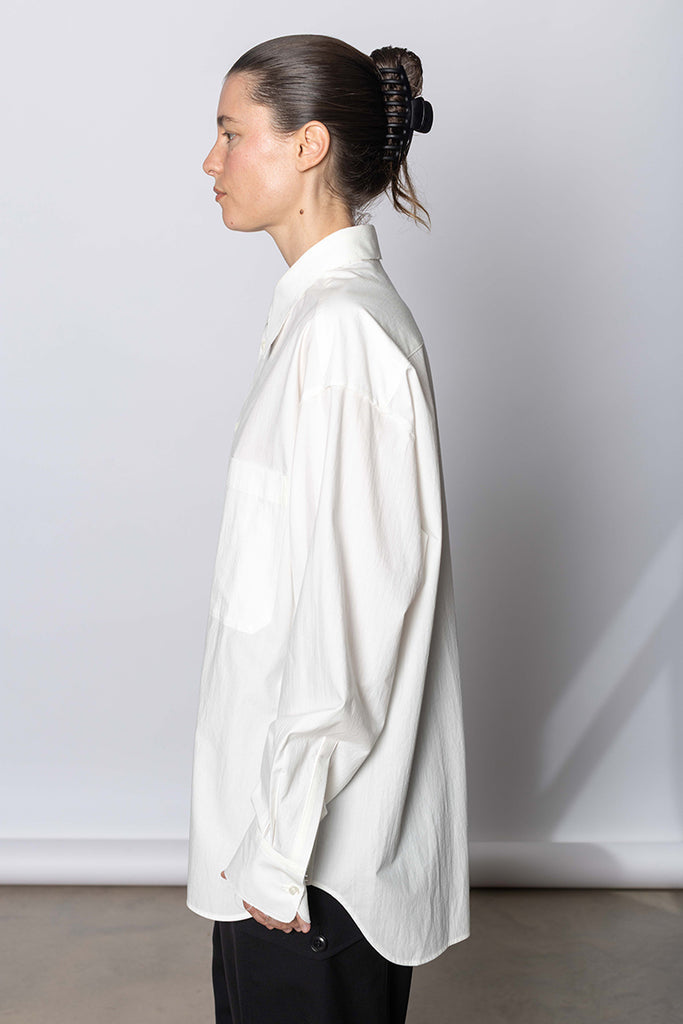 K Stand Collar Shirt - White