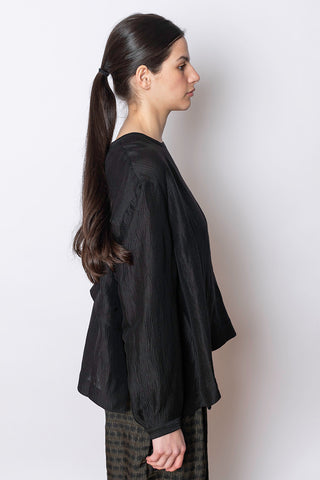 Keyhole Silk Blouse - Black