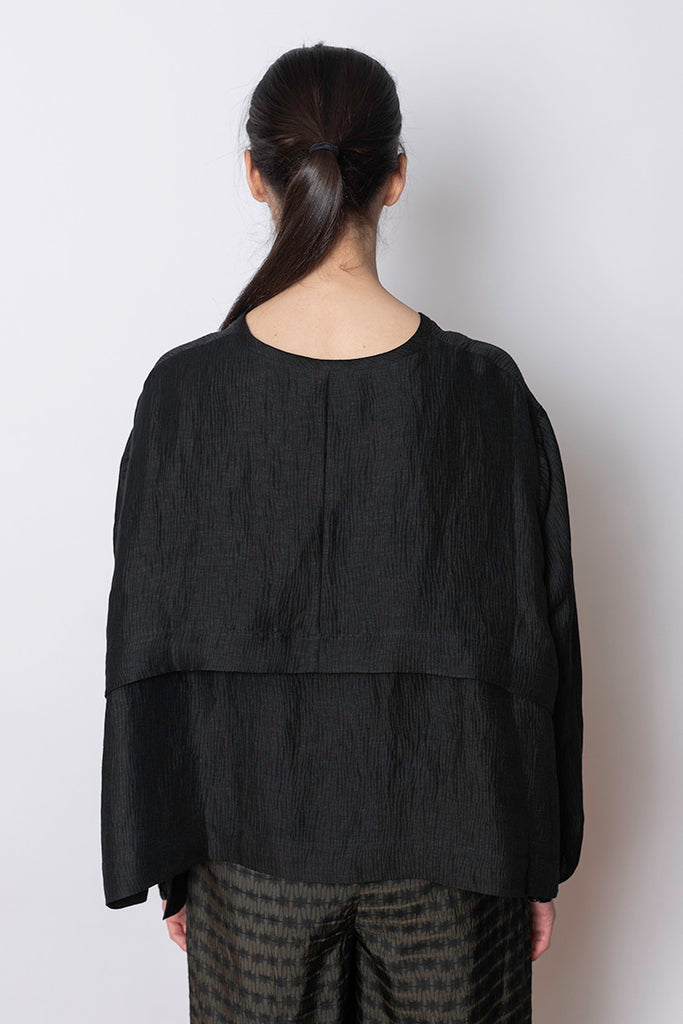 Keyhole Silk Blouse - Black