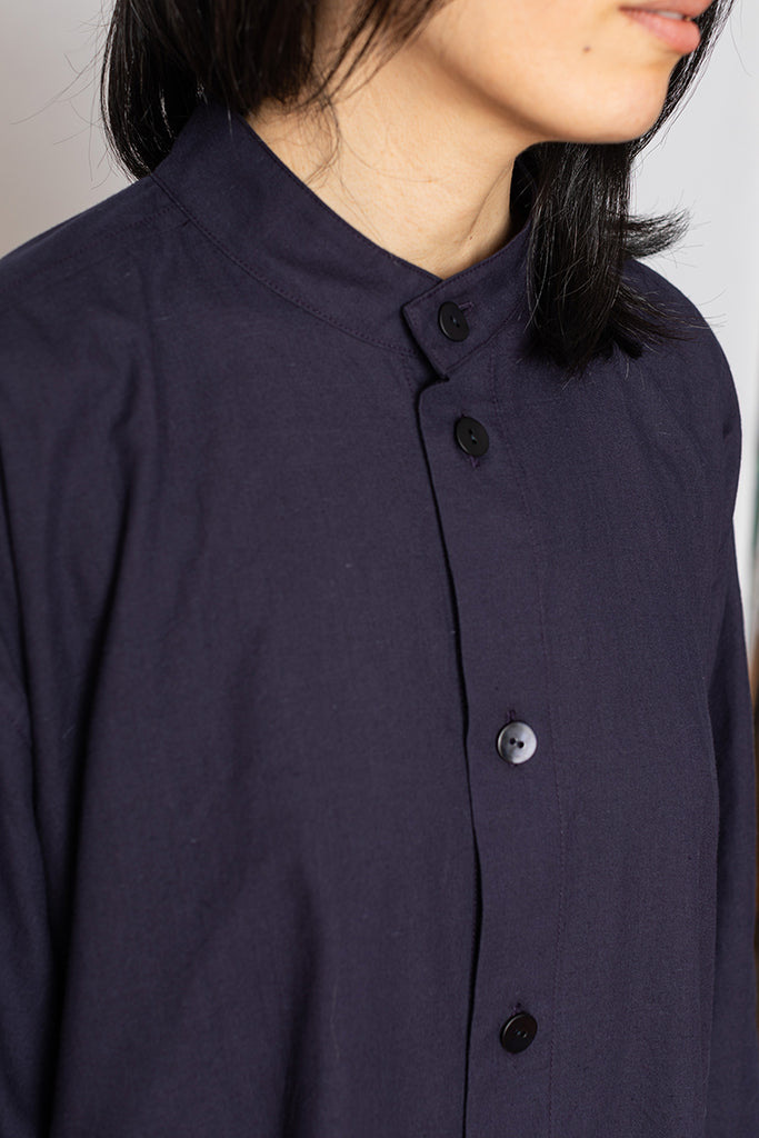 Khadi Layered Shirt - Midnight Navy