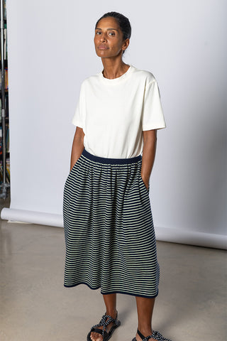 Knit Skirt - Navy Stripe