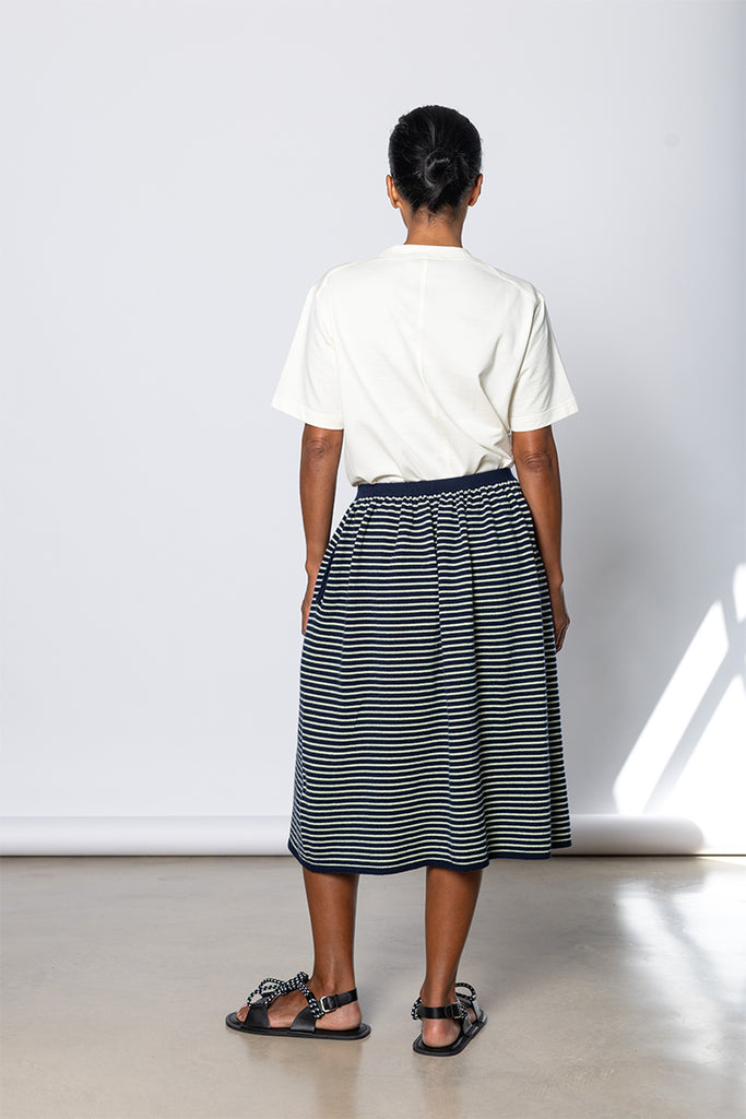 Knit Skirt - Navy Stripe