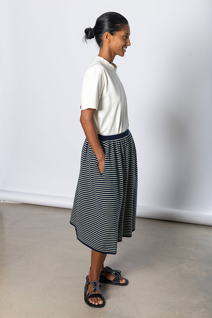 Knit Skirt - Navy Stripe