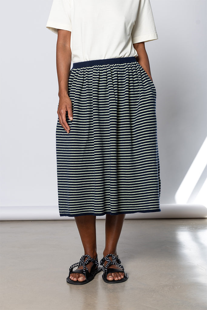 Knit Skirt - Navy Stripe