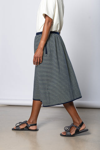 Knit Skirt - Navy Stripe