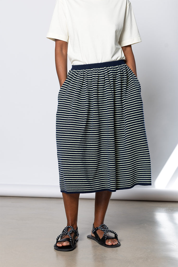 Knit Skirt - Navy Stripe