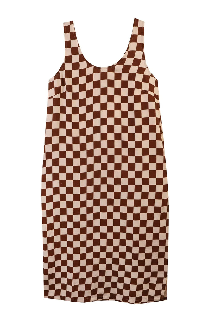 Printed Linen Slip - Chestnut Check