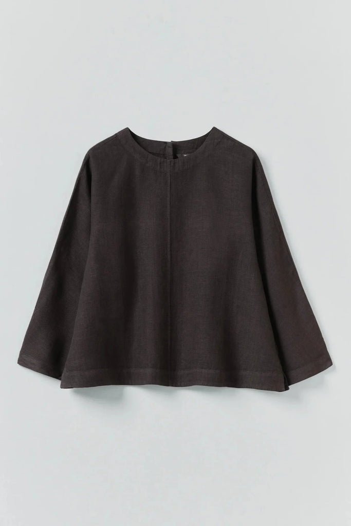 Garment Dyed Linen Top - Black Pepper