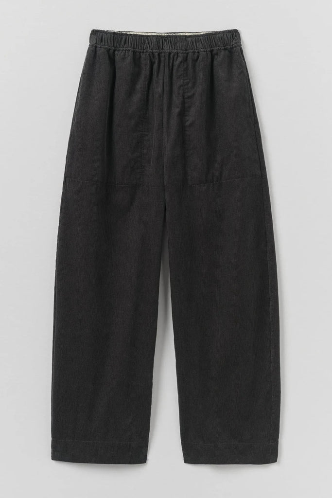 Organic Cord Barrel Leg Trousers - Charcoal