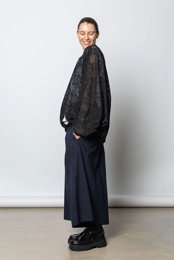 Lace Dolman Sleeve Jacket - Black