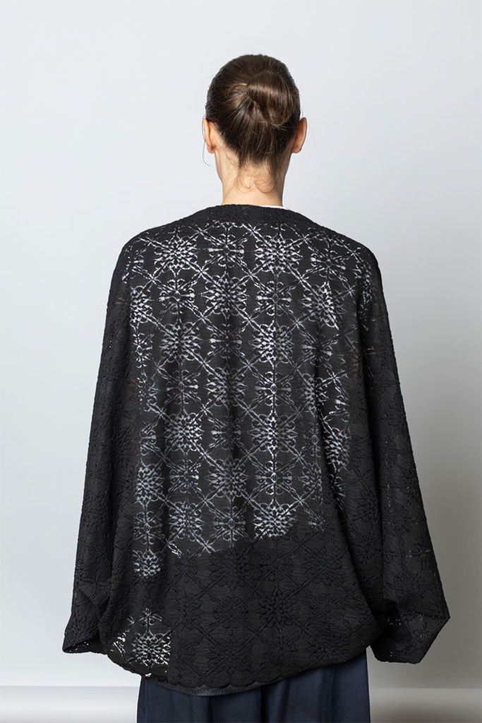 Lace Dolman Sleeve Jacket - Black