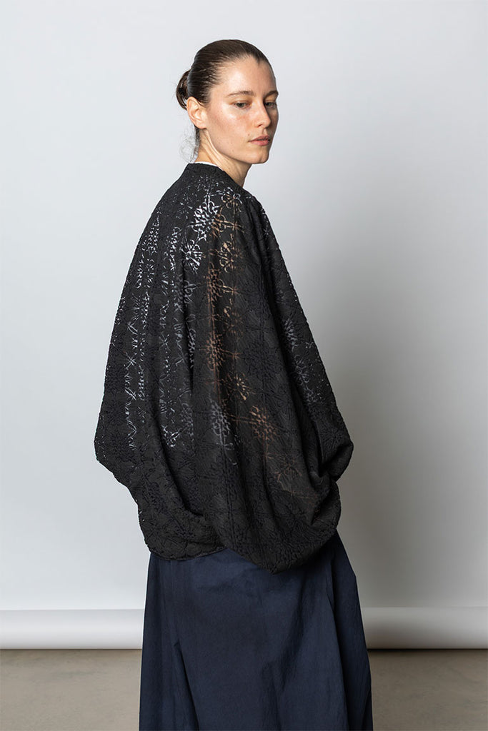 Lace Dolman Sleeve Jacket - Black