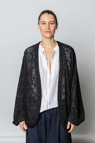 Lace Dolman Sleeve Jacket - Black