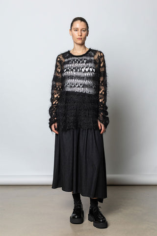 Lacey Knit Pullover - Black