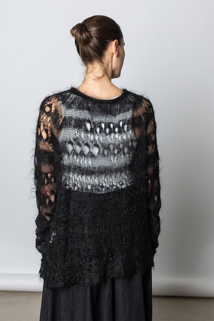 Lacey Knit Pullover - Black