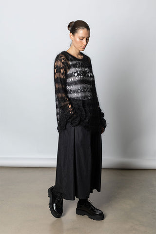 Lacey Knit Pullover - Black