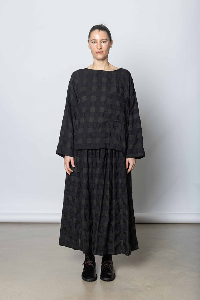 Laik Longsleeve Top Textured Check - Black/Black
