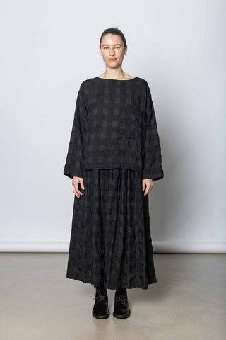 Laik Longsleeve Top Textured Check - Black/Black