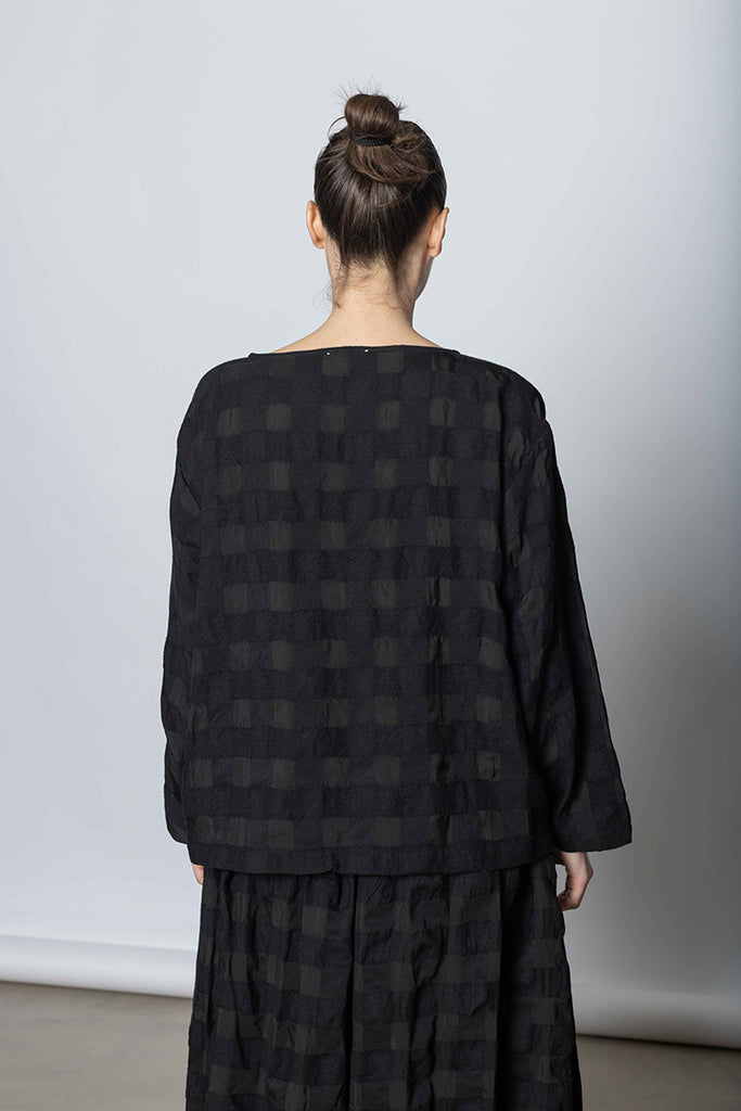 Laik Longsleeve Top Textured Check - Black/Black