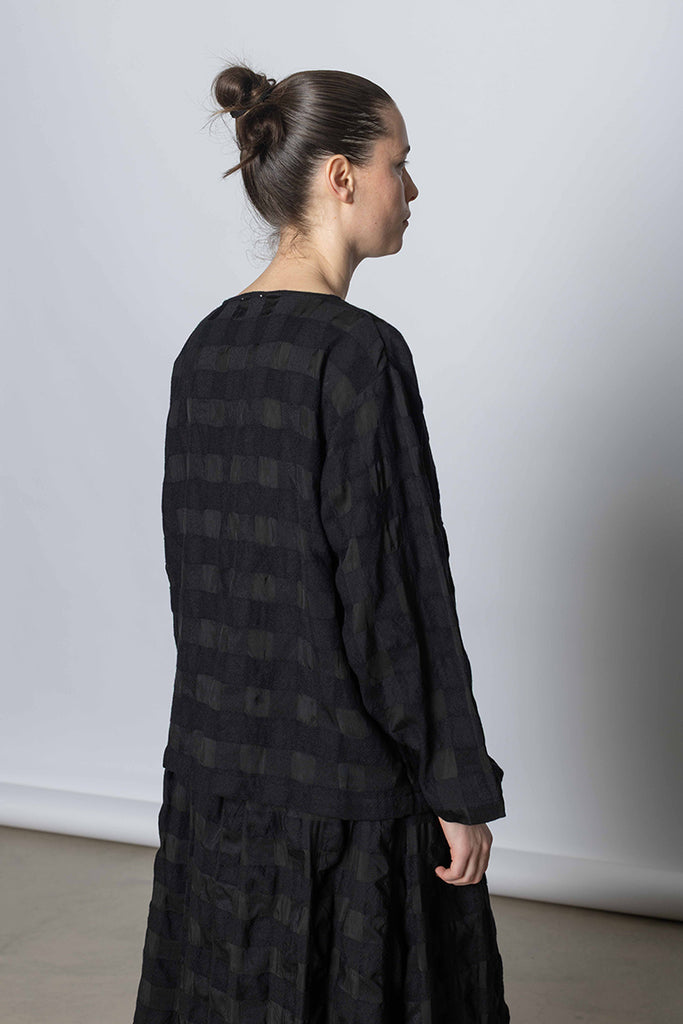 Laik Longsleeve Top Textured Check - Black/Black