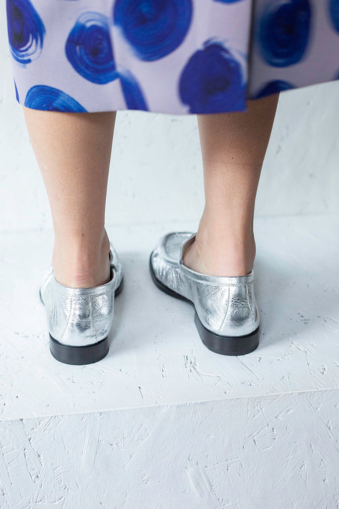 Leather Loafers - Silver