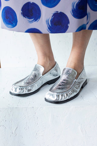 Leather Loafers - Silver