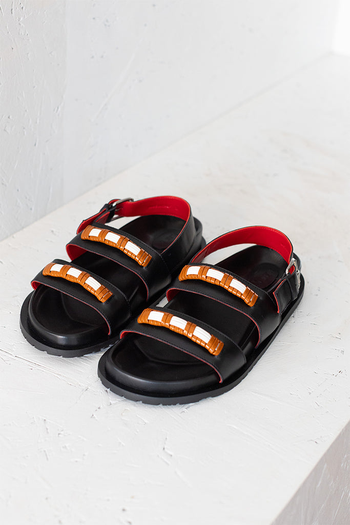 Leather Fussbett Sandal - Black