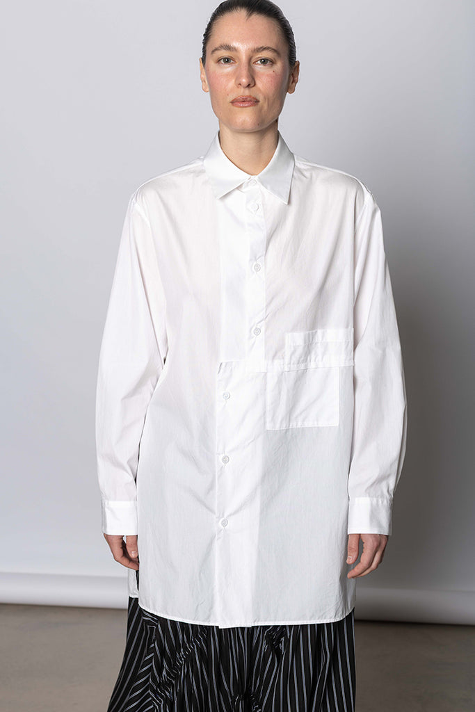 Left Front Unmatched Blouse - White
