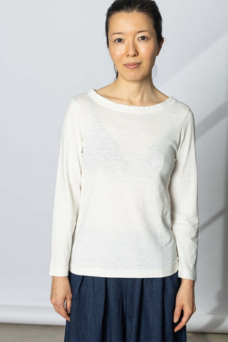 Lia Garment Dye Boat Neck Tee - Chalk