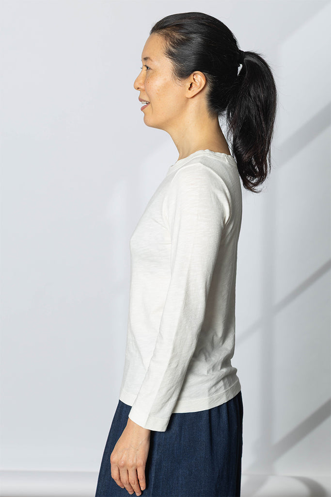 Lia Garment Dye Boat Neck Tee - Chalk