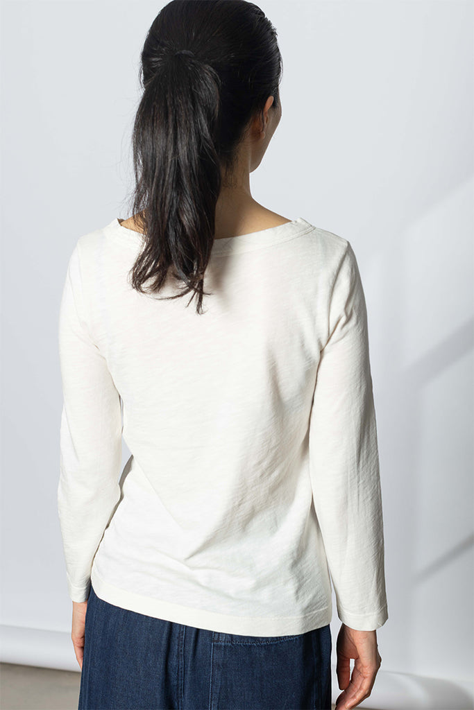 Lia Garment Dye Boat Neck Tee - Chalk