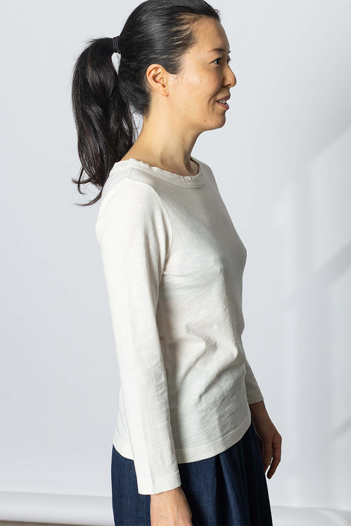Lia Garment Dye Boat Neck Tee - Chalk