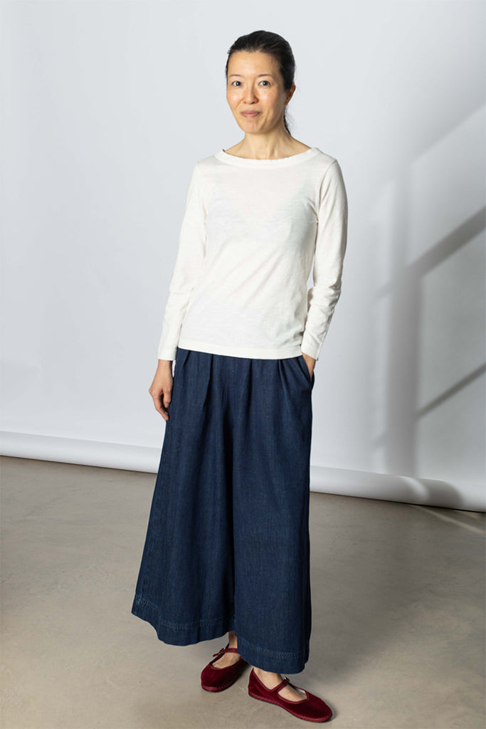Lia Garment Dye Boat Neck Tee - Chalk